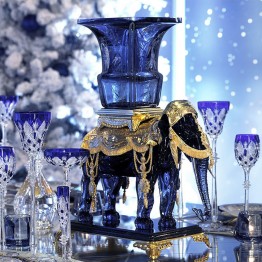 Baccarat Elephant Vase in midnight blue crystal