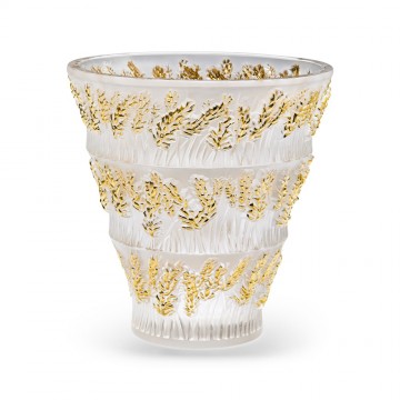 Lalique Provence Gold Stamped Vase