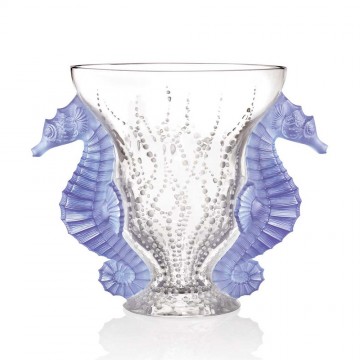 Lalique Poseidon Blue Lavender Dichroic Vase